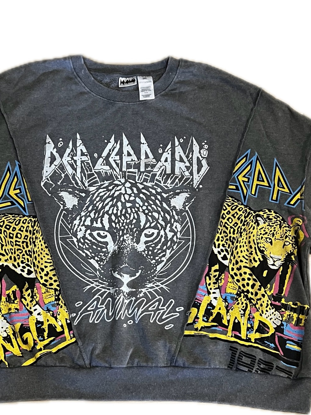 Def Leppard Charcoal 'Animal' Graphic Crewneck Sweatshirt